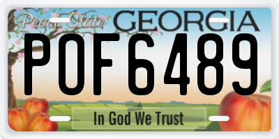 GA license plate POF6489