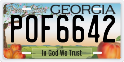 GA license plate POF6642