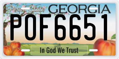 GA license plate POF6651