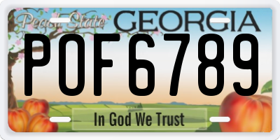 GA license plate POF6789