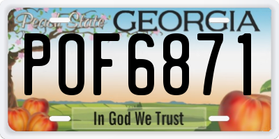 GA license plate POF6871