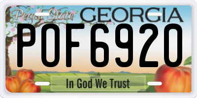 GA license plate POF6920