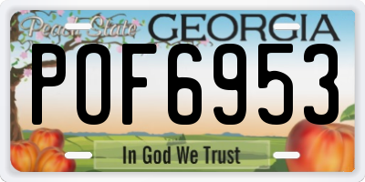 GA license plate POF6953