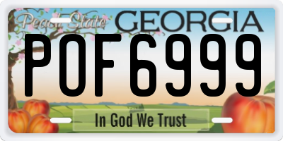 GA license plate POF6999