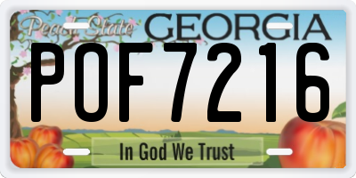 GA license plate POF7216