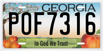 GA license plate POF7316