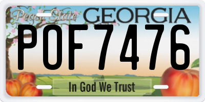 GA license plate POF7476