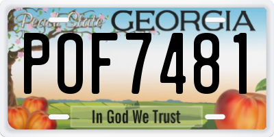 GA license plate POF7481