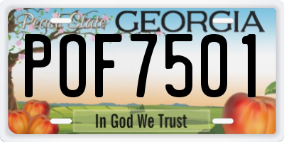 GA license plate POF7501