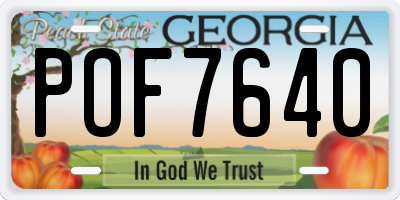 GA license plate POF7640