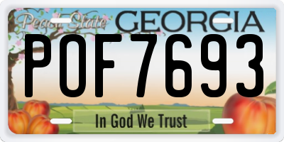 GA license plate POF7693