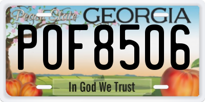GA license plate POF8506
