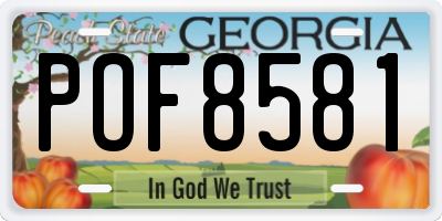 GA license plate POF8581