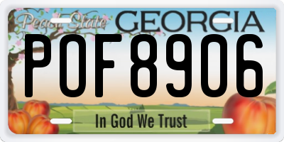 GA license plate POF8906