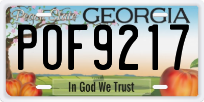 GA license plate POF9217