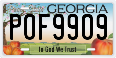 GA license plate POF9909