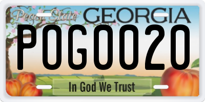 GA license plate POG0020