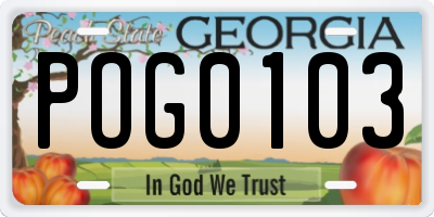 GA license plate POG0103