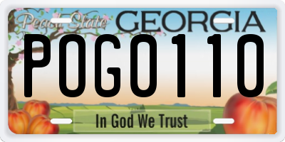 GA license plate POG0110