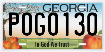 GA license plate POG0130