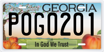 GA license plate POG0201