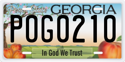 GA license plate POG0210