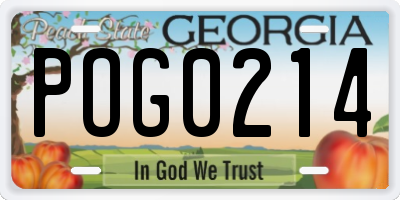 GA license plate POG0214