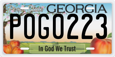 GA license plate POG0223