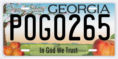 GA license plate POG0265