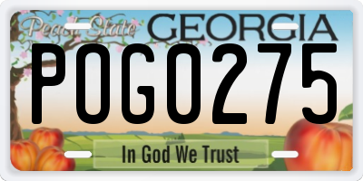 GA license plate POG0275