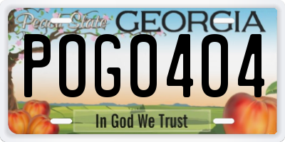 GA license plate POG0404