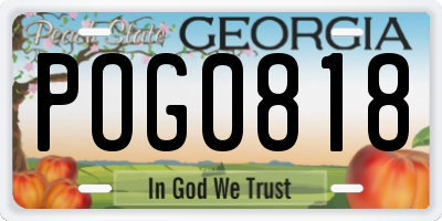 GA license plate POG0818