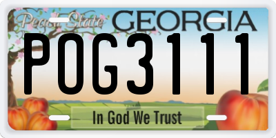 GA license plate POG3111