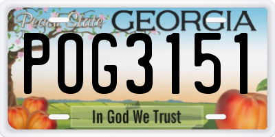 GA license plate POG3151