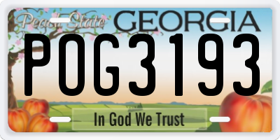 GA license plate POG3193