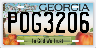 GA license plate POG3206