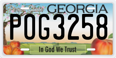GA license plate POG3258