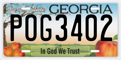 GA license plate POG3402