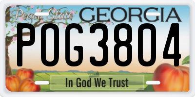GA license plate POG3804