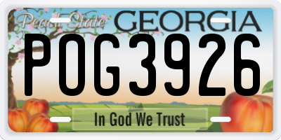 GA license plate POG3926