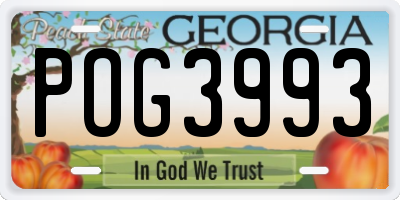GA license plate POG3993