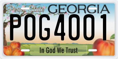 GA license plate POG4001