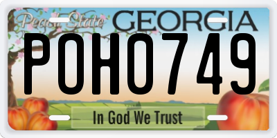 GA license plate POH0749