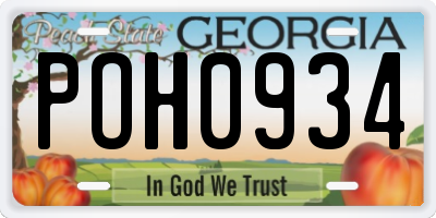 GA license plate POH0934