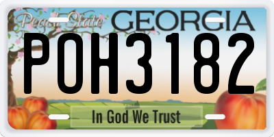 GA license plate POH3182