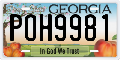 GA license plate POH9981
