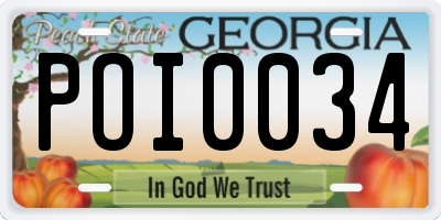 GA license plate POI0034