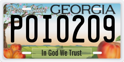 GA license plate POI0209