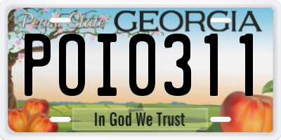 GA license plate POI0311