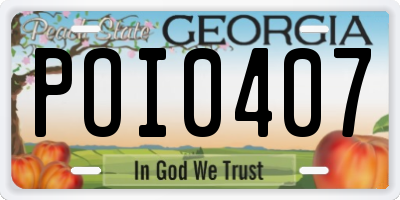 GA license plate POI0407